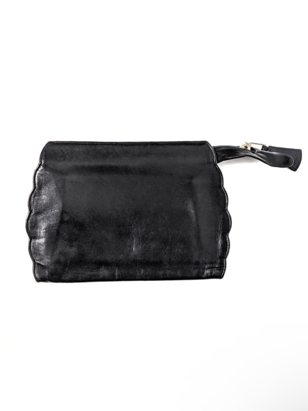 CLIVE SHILTON Vintage Leather Scalloped Clutch